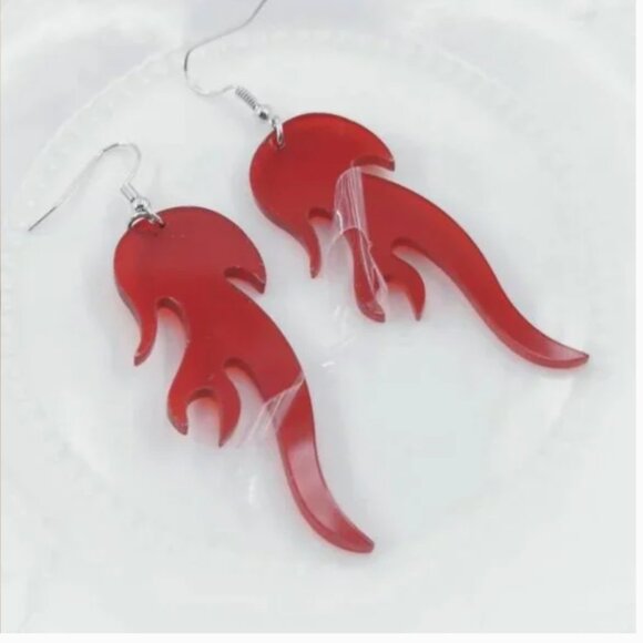 ❤️ FREE Fire Flame Boho Peasant Art Deco Farm Modern Hipster Hippie Hip Earrings - Picture 1 of 3